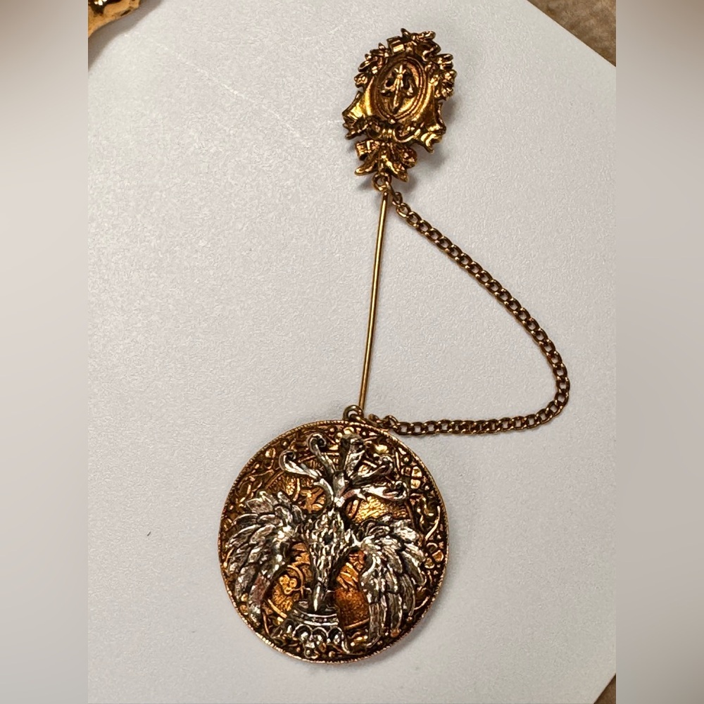 Vintage Arthur Pepper Brooch / Pin Rare Design Stick Style W/ Chain